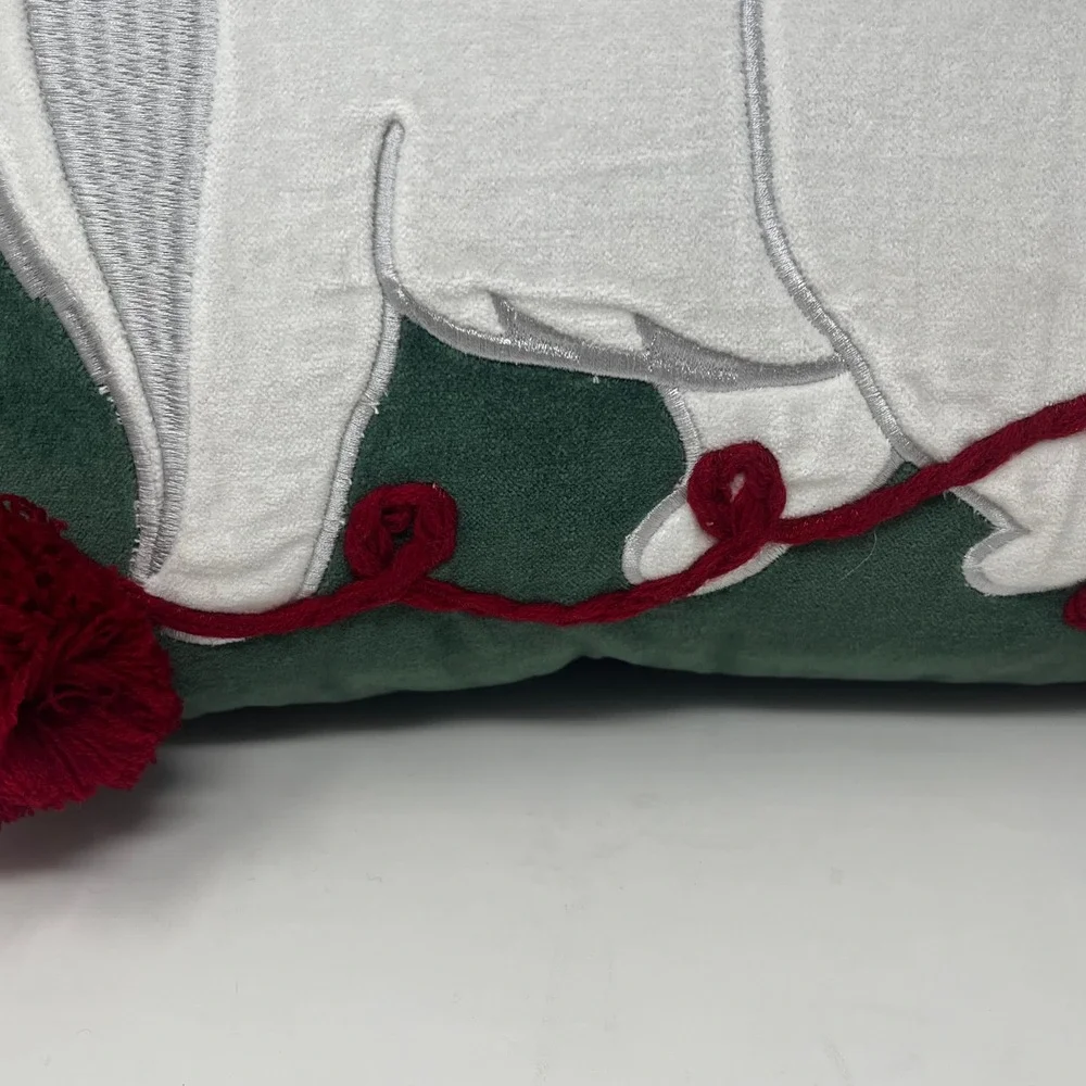 Martha Stewart Collection Cat Meow Pillow Green Velvet Accent Decorative Throw